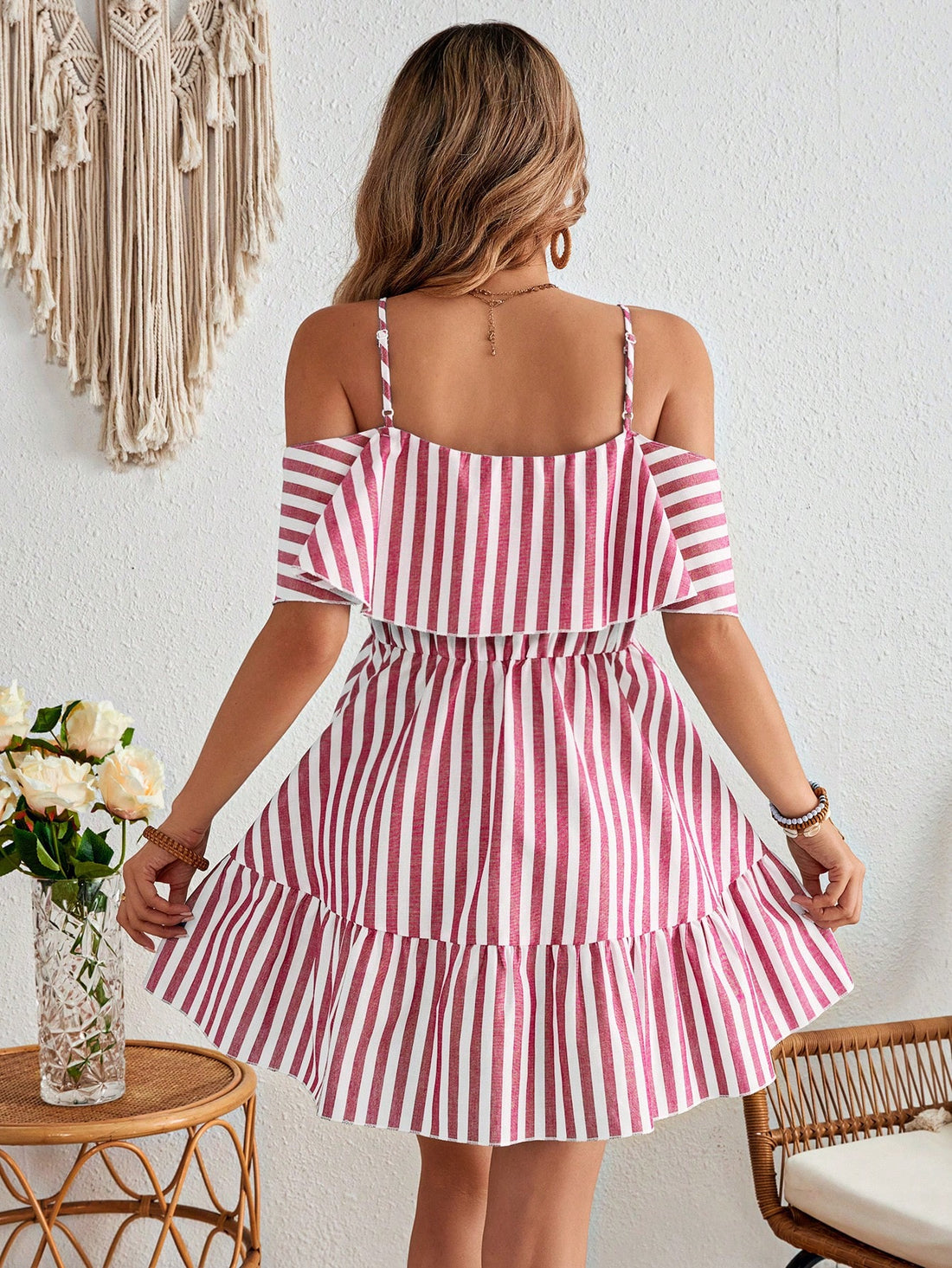 Get ready to rock your next trip in our Chic Striped Ruffle Bodycon Dress! With its vibrant stripes and playful ruffle details, this dress is sure to turn heads. Plus, its bodycon fit flatters your figure for a confident look. The perfect addition to any vacation wardrobe!