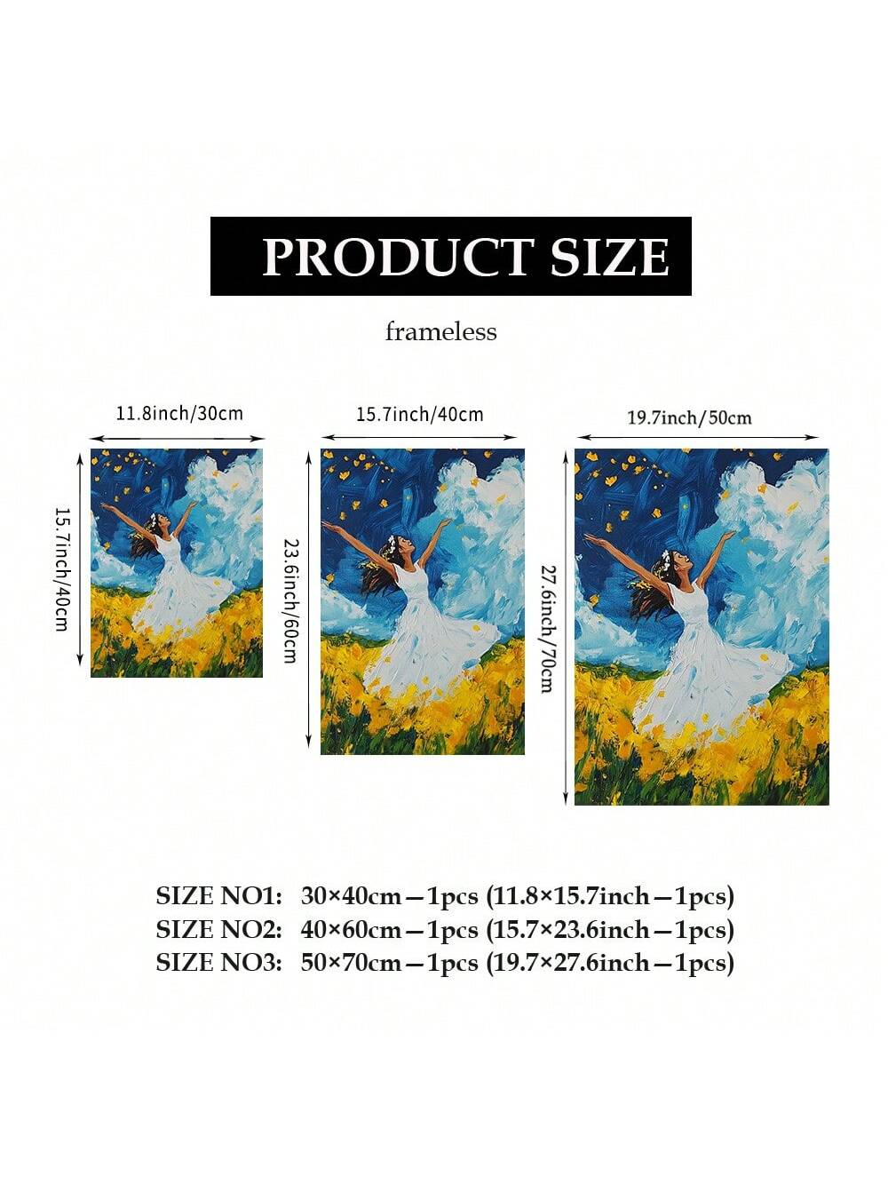 Celebrate spring with the Joyful Woman in Bloom oil painting print, featuring a girl in a white dress. This whimsical wall art adds a touch of joy and beauty to any room. Perfect for adding a playful and unique touch to your home decor. (No more boring walls, yay!)