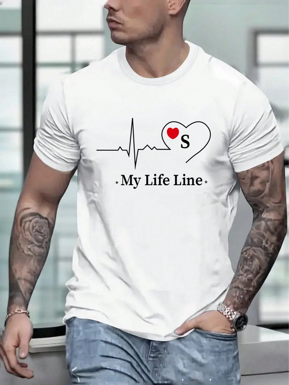 The perfect t-shirt for lovebirds! This stylish short sleeve tee features a playful heart design for Valentine's Day. Show off your love with a fun and fashionable couple's shirt. Get one for you and your sweetheart today! (Limited edition - supplies won't last!)