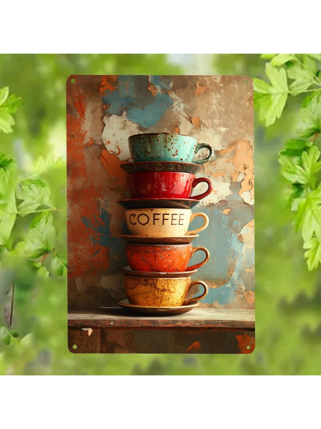 Add some charm to your space with this Rustic Vintage Stacked Coffee Cup Wall Art! Made of durable iron, this plaque adds a touch of whimsy to any home, café, or garden decor. Show off your love for coffee in a unique and playful way.