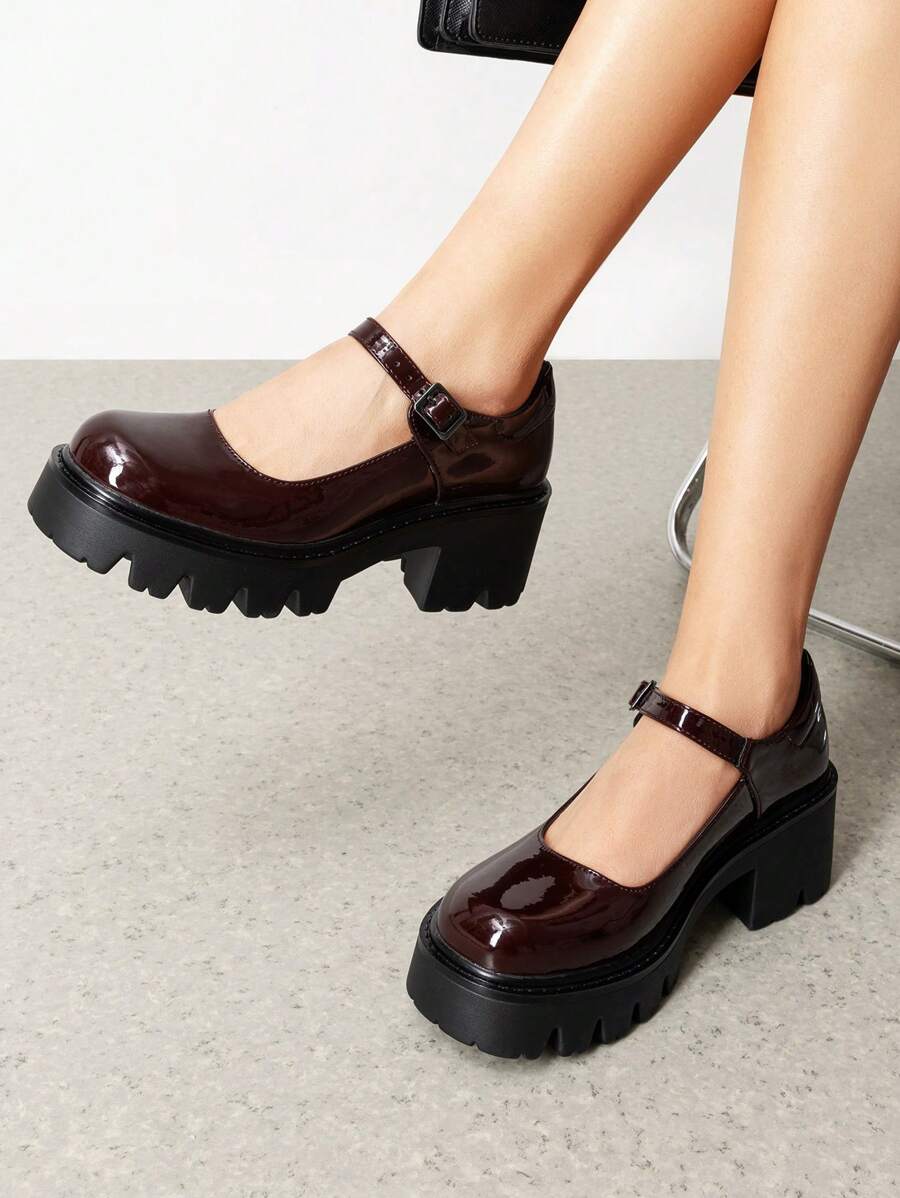 chunky Mary Jane platform shoes image 6 showing visible heel, strap, toe, color, and material details