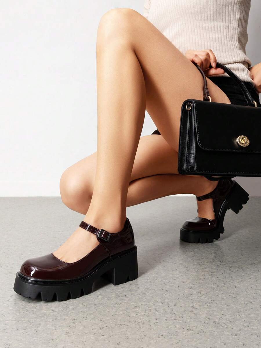 chunky Mary Jane platform shoes image 7 showing visible heel, strap, toe, color, and material details