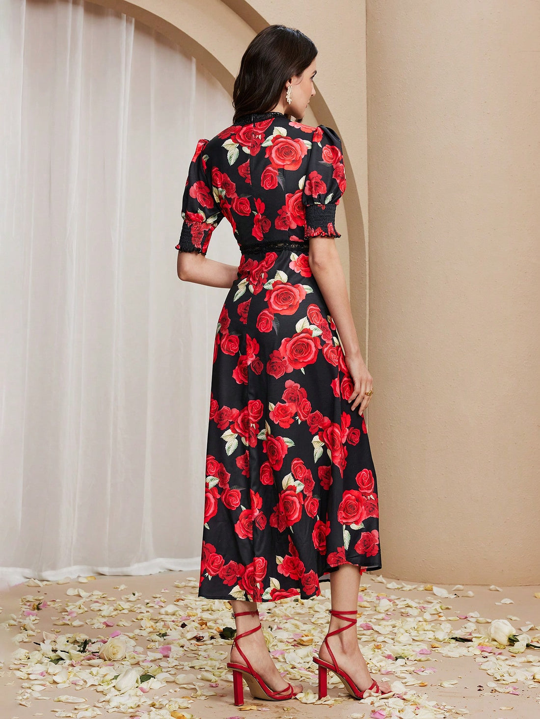 Capture timeless style in this elegant women's V-neck lace patchwork long dress. Perfect for any occasion, its intricate lace detailing adds a touch of sophistication while the V-neckline flatters your figure. Make a statement in this versatile dress that exudes both class and charm.