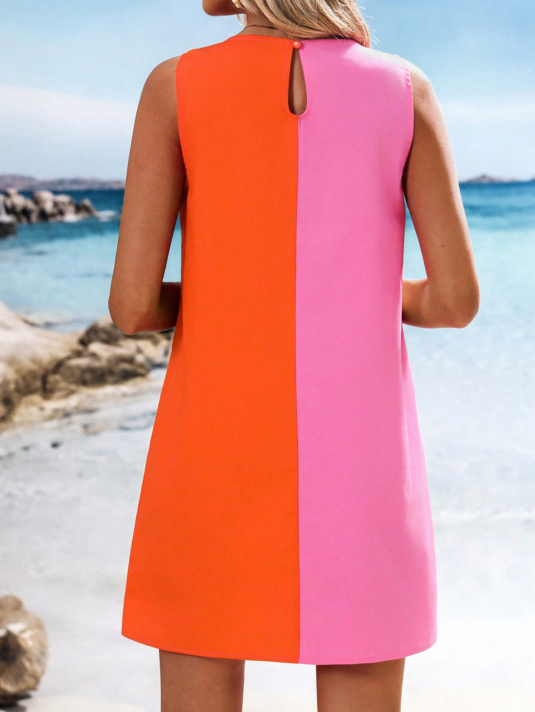 Get ready to turn heads this summer with our Chic & Playful Color Block Mini Dress. This essential piece not only adds a pop of color to your wardrobe, but also exudes a playful and stylish vibe. Perfect for any summer occasion, this dress will have you feeling confident and carefree.