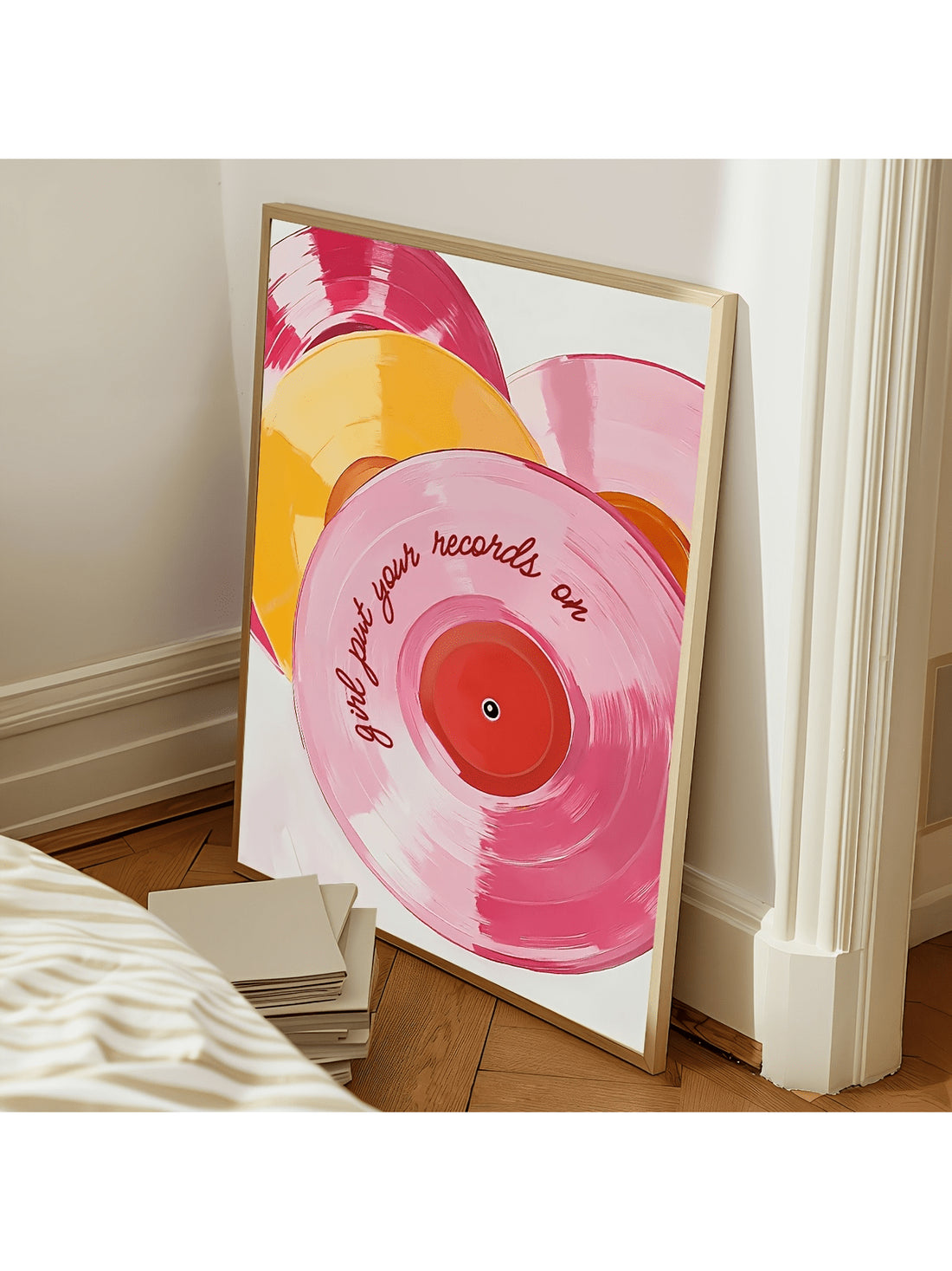 Add a splash of vintage charm to your space with this Retro Pink Vinyl Record Canvas Poster. Perfect for music lovers, it brightens up any living room or bedroom with its playful design and stylish vibe. Celebrate your passion for classic tunes while giving your walls a fun, colorful upgrade.
