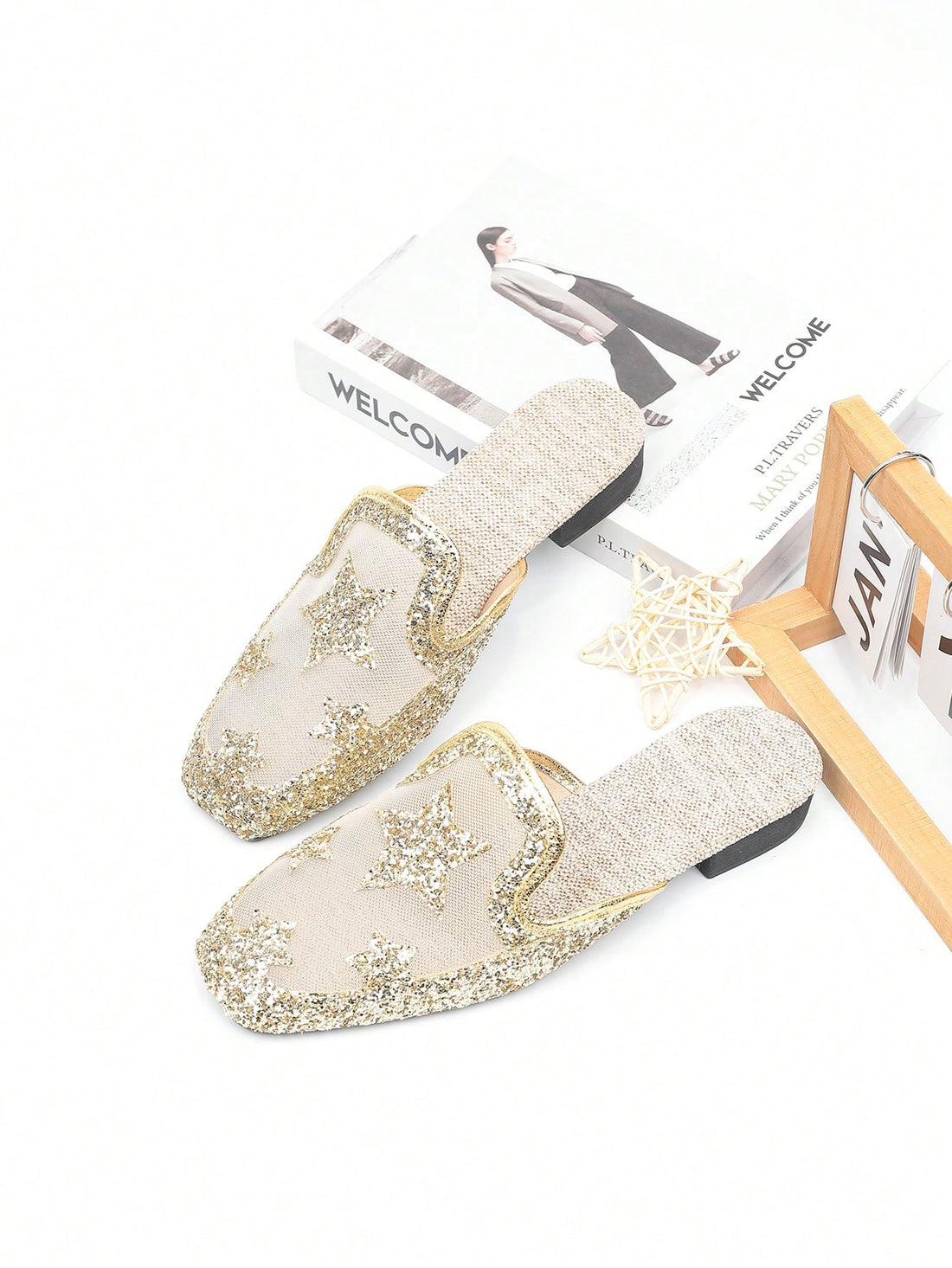 Step into sparkle with these Glamorous Glitter Star Mules! Designed for comfort and style, these breathable slip-on sandals feature a low heel perfect for summer days and nights. Whether paired with your favorite dress or casual outfit, their shimmering star detail adds a fun, dazzling touch to every step. Easy to wear and effortlessly chic, these mules are your go-to for sunny adventures and playful evenings.