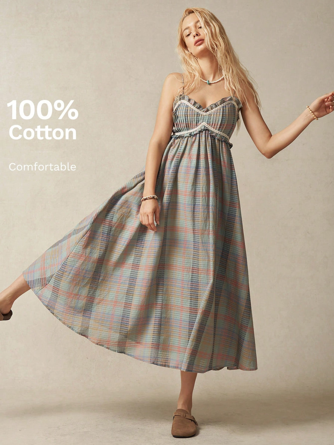 Unleash your inner bohemian with our Boho Chic Plaid Cami Dress. Perfect for vacations and sunny days, this dress is colorful, comfortable, and stylish. Embrace your free spirit and stand out in a sea of plain outfits. (Hurry, limited availability!)