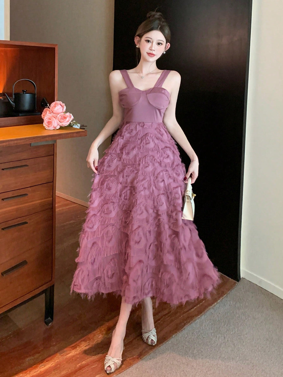 Step into sunny days with the Elegant Fringe Wide Strap Sundress, designed to keep your vibe effortlessly playful and chic. Its wide straps offer comfy support while the flowing fringe adds a fun, flirty touch to your look. Perfect for casual outings or beachside strolls, this long dress breathes easy and moves with you, turning heads wherever you go.