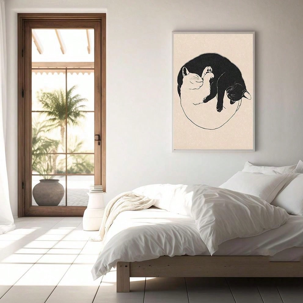 Add a touch of quirky charm to your walls with our Bohemian Shaded Cat Canvas Art. This vintage linocut wall décor features a shaded cat design that will bring a playful and unique vibe to any room. Perfect for cat lovers and those with a love for art with a twist!