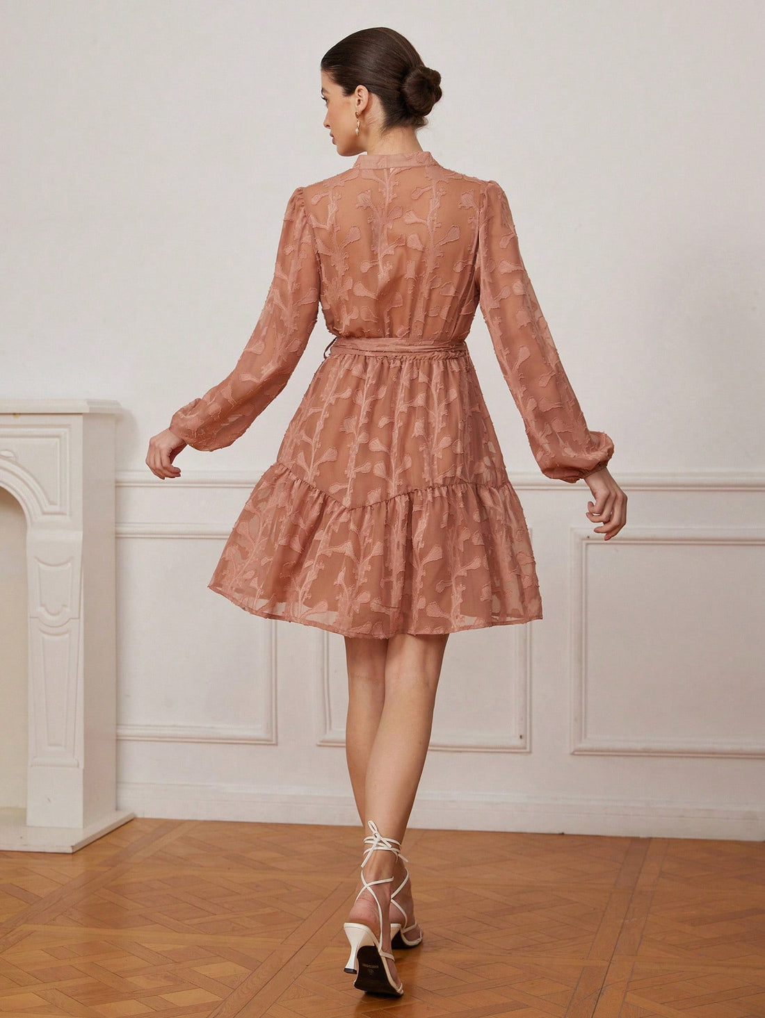 Step into spring and fall with flair in this playful V-neck mini dress, featuring a charming floral cutout design and a flattering waist belt that highlights your silhouette. Its breezy fit and vibrant pattern make it the perfect choice for sunny days and crisp evenings alike. Embrace effortless style and turn heads wherever you go!