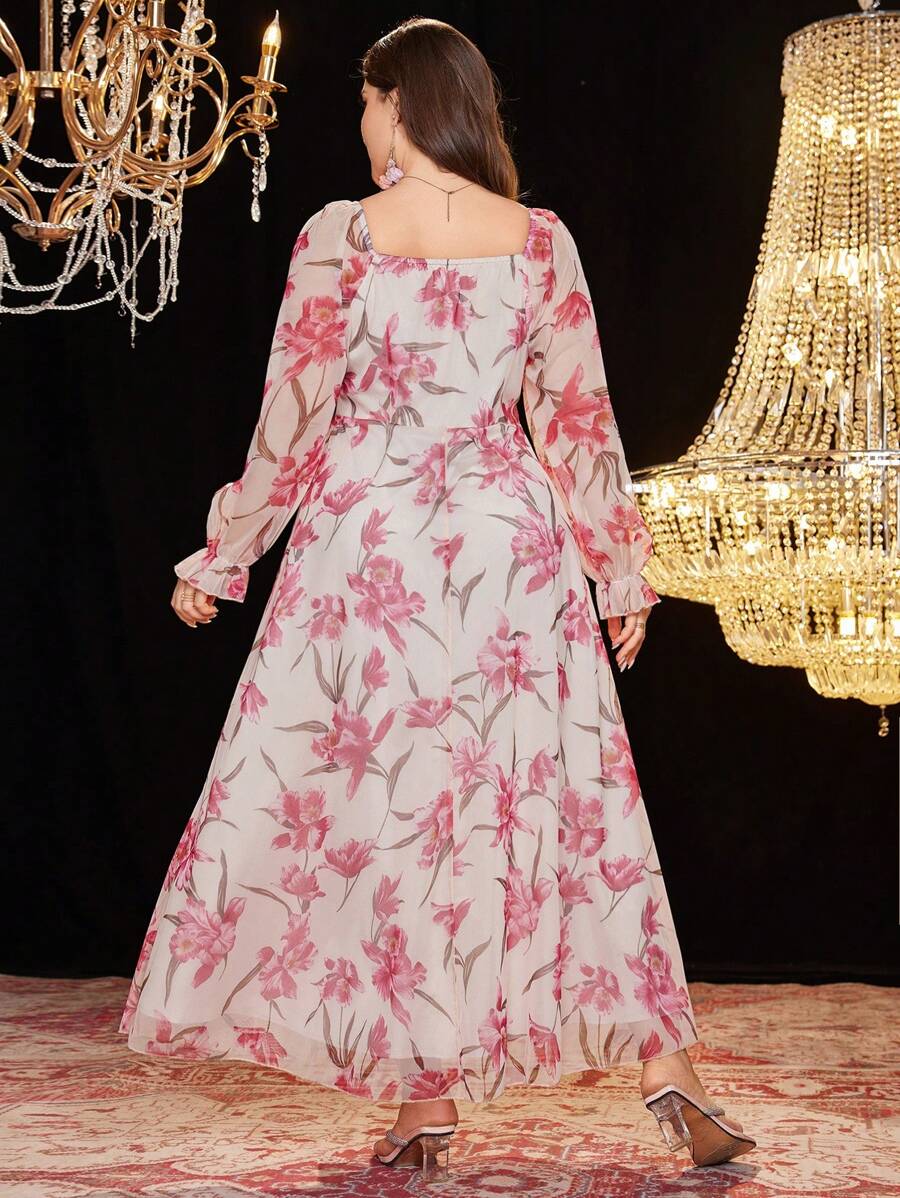 Step into spring and summer with this playful plus size floral chiffon dress, designed to flatter every curve. Its airy chiffon fabric keeps you cool, while lantern sleeves add a charming, whimsical touch. The elastic waist ensures a cozy fit that moves with you, making it perfect for sunny strolls or garden parties. Embrace effortless elegance and vibrant florals that brighten your day whenever you wear it.