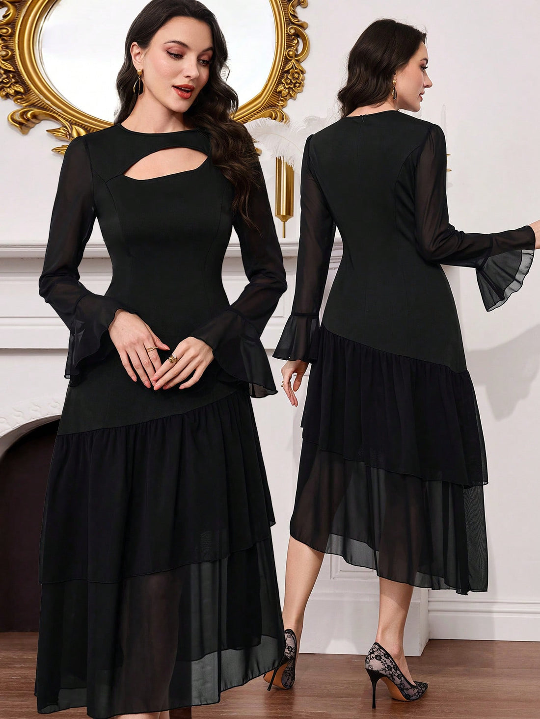 Get ready to turn heads in this elegant round neck dress. With its solid color and long sleeves, it's perfect for any casual occasion. The design adds a touch of sophistication to your look, making you feel confident and stylish. Stay comfortable and chic all day long.