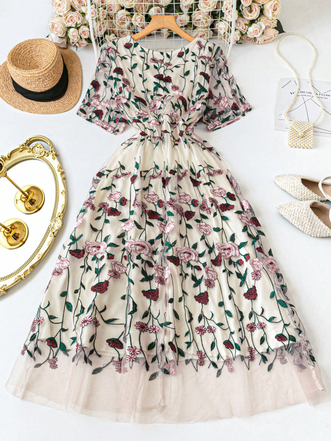Step into timeless charm with this Plus Size Retro Midi Dress. Featuring delicate mesh with embroidered details, it offers a romantic touch that flatters your curves beautifully. Perfect for those who love vintage vibes mixed with modern comfort, this dress adds a playful twist to any occasion. Embrace your unique style and twirl with confidence!