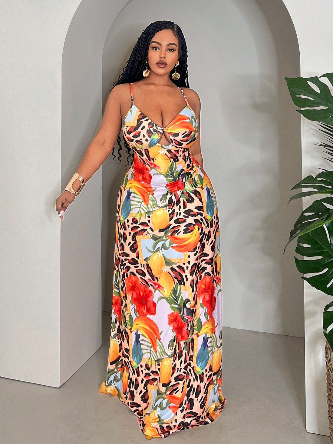 Turn heads this season in a dress that celebrates bold style and confident curves. This fishtail bodycon dress combines eye-catching floral and animal prints for a look that's anything but ordinary. The fitted silhouette hugs in all the right places, while the dramatic fishtail hem adds movement and flair. Perfect for summer gatherings, date nights, or whenever you want to make a statement. Available in plus sizes because fabulous comes in every size.