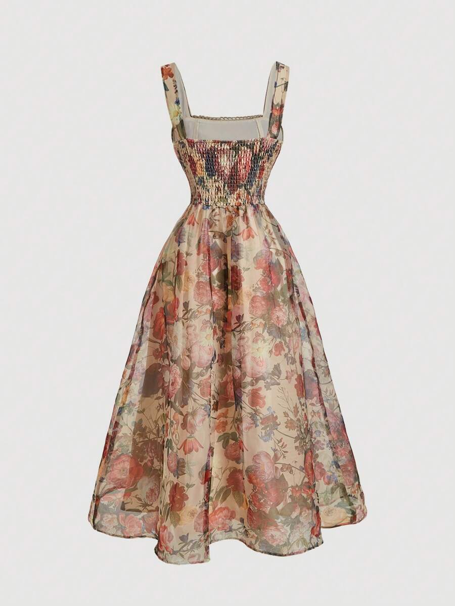 This exquisite vintage-inspired dress combines timeless elegance with contemporary charm. The soft apricot hue provides a flattering, romantic foundation, while delicate floral print details add visual interest and sophistication. A graceful bowknot accent at the bodice creates a refined focal point, enhancing the dress's feminine silhouette. Crafted with attention to classic design principles, this piece transitions seamlessly from wedding ceremonies to upscale evening events. The vintage aesthetic offers 