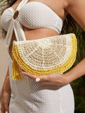 Front styling view of novelty beach bag for women