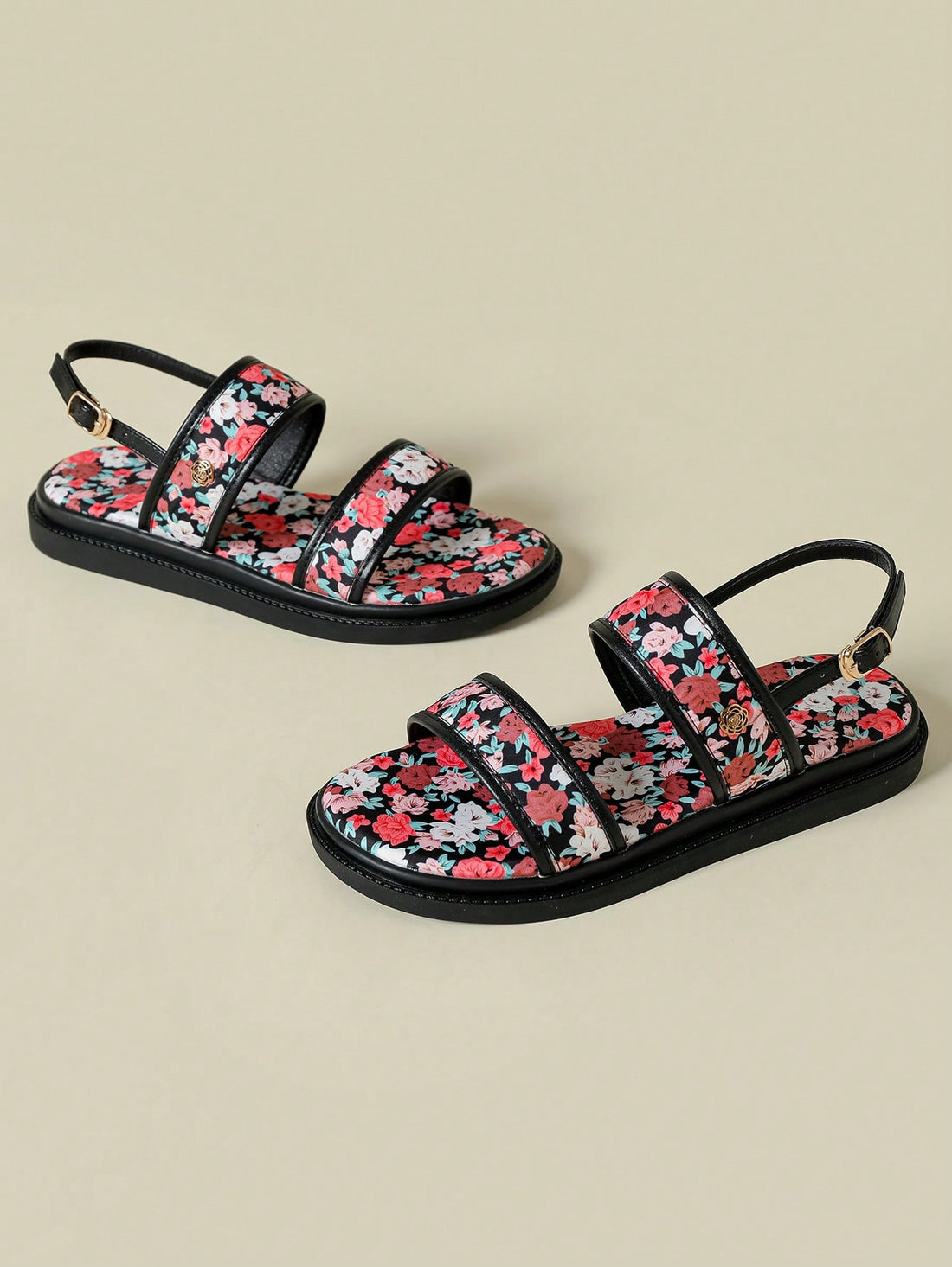 Step into summer with these chic bohemian sandals! Featuring a thick sole and retro floral design, these wedges will take you on stylish adventures. Buckle up and show off your playful side in these peep toe sandals. (No serious fashionistas allowed).