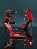 Multi strap stiletto heels with glossy patent finish image 12