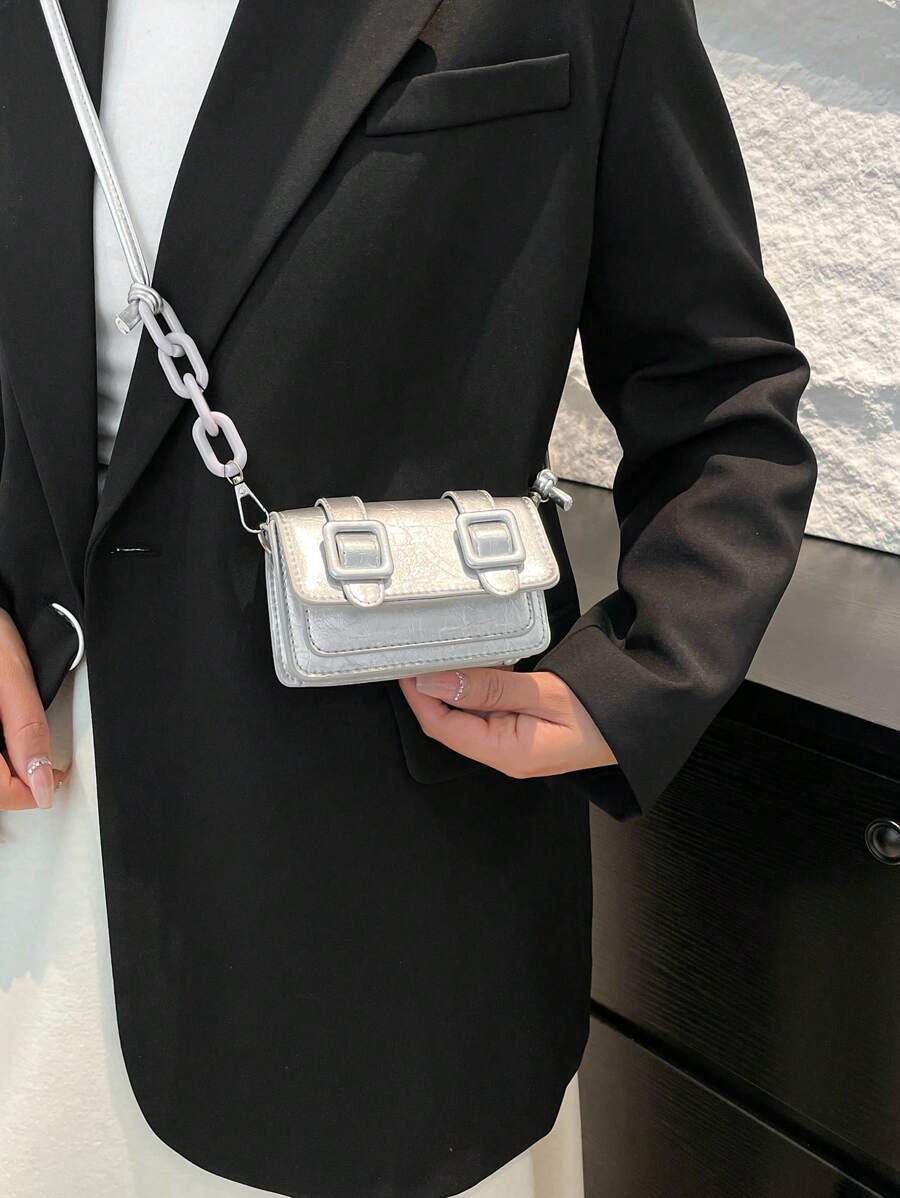 Close-up of mini bag edge detail and structured construction
