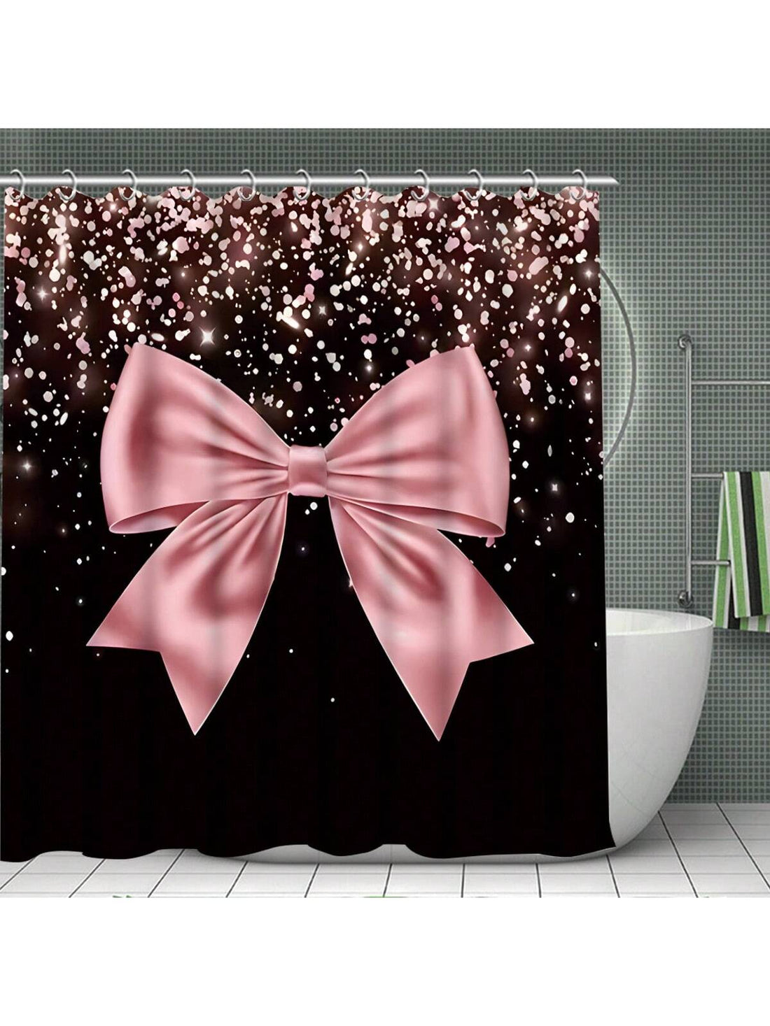 Add a splash of fun and sparkle to your bathroom with this Chic Pink Bow Shower Curtain Set! Featuring twinkling stars and a charming pink bow design, it brings a playful summer vibe to your space. The set includes non-slip mats to keep you safe and comfy, making your daily routine a little brighter and a lot more stylish. Perfect for adding a touch of whimsy and shine to your home décor!