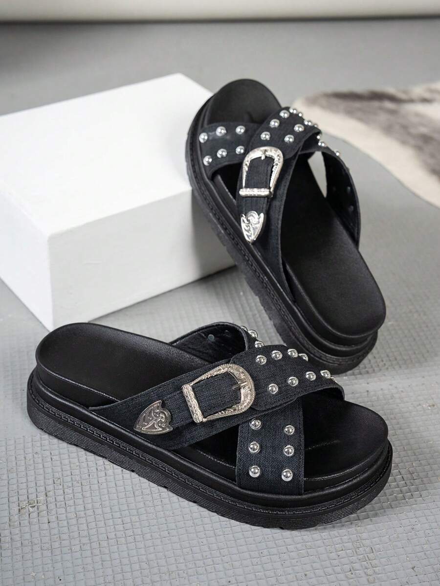 Make a bold statement with these edgy punk rivet sandals that blend attitude with comfort. Featuring striking metallic rivets and a sleek blue finish, these high-heeled beauties are perfect for turning heads at the beach, boardwalk, or night out. The casual-meets-cool vibe works with everything from sundresses to denim shorts. Slip them on and let your rebellious side shine—because sometimes the best accessory is confidence with a little edge.