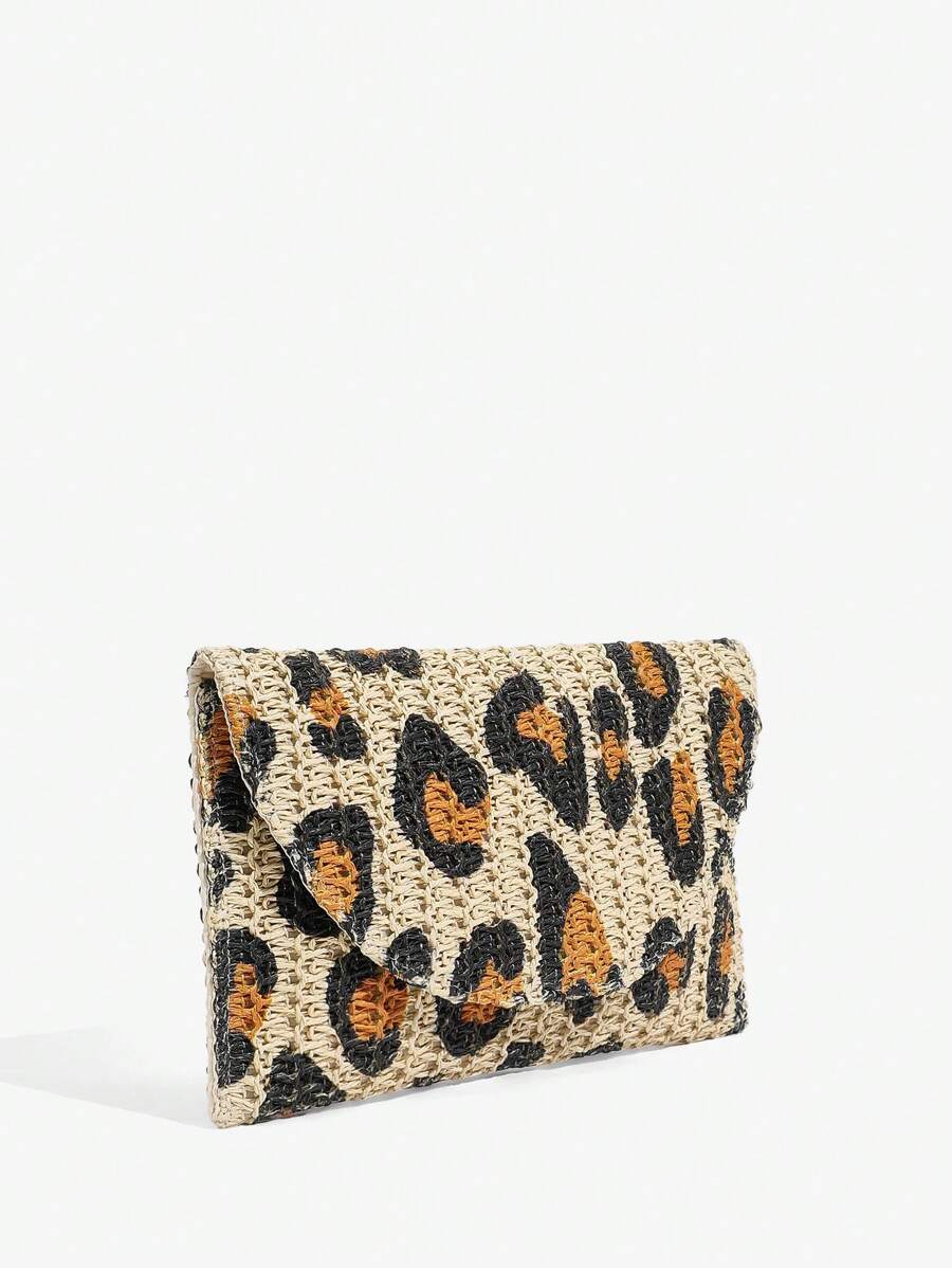 Party-ready leopard print clutch close-up detail