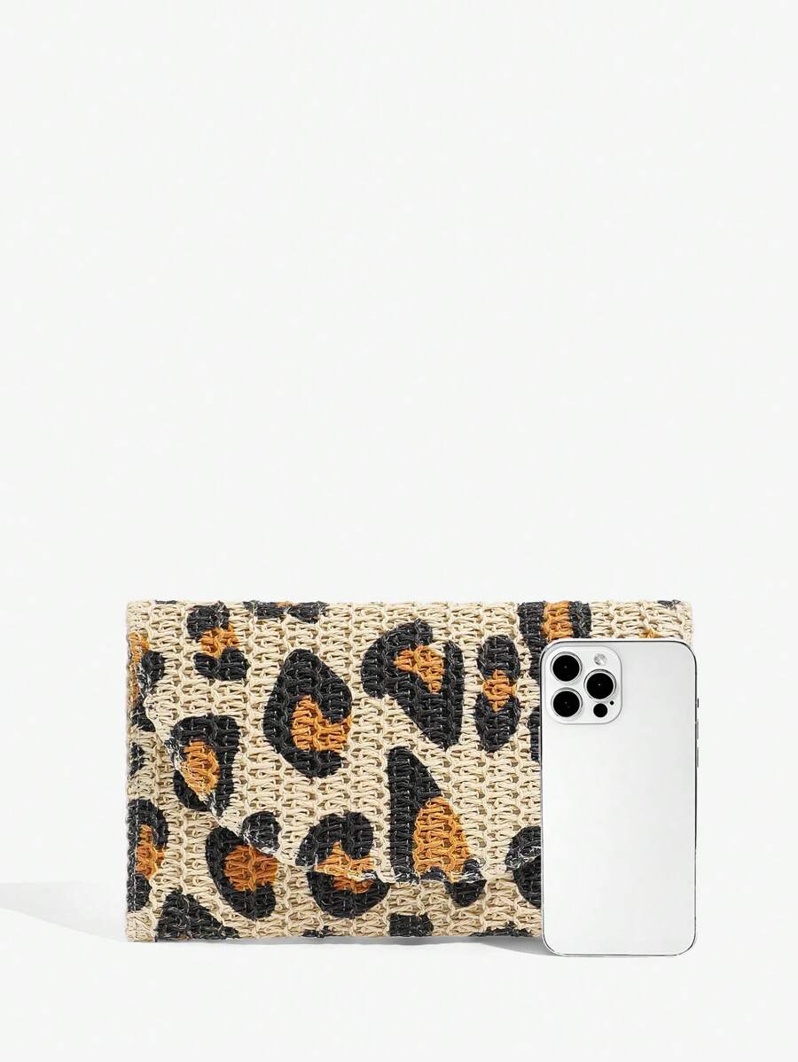 Vacation clutch bag with flap closure and apricot color