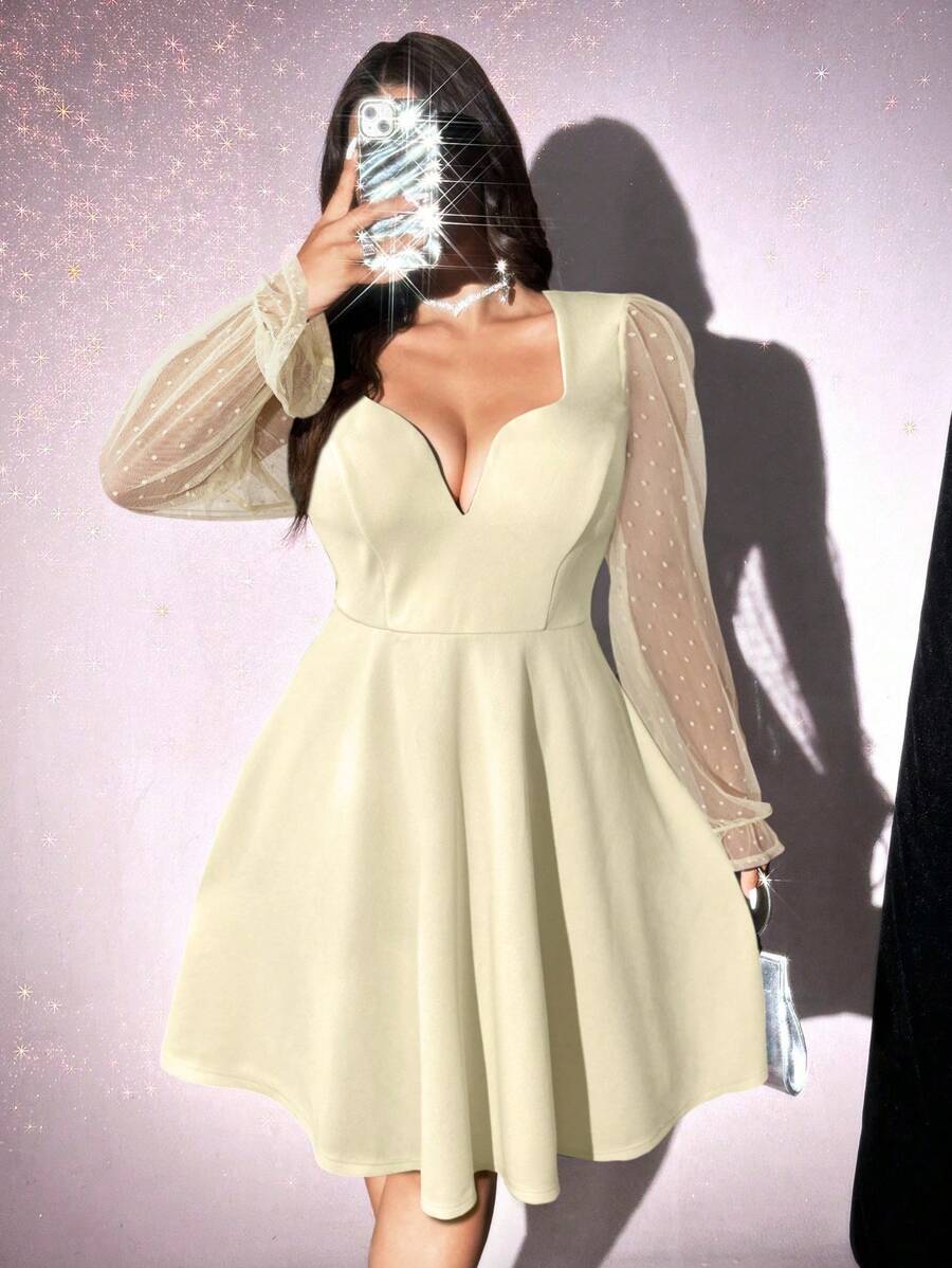 Turn heads with this Elegant Plus Size Sheer Lace Patchwork Dress, designed to celebrate your curves with a flirty, sophisticated flair. The delicate sheer lace and artful patchwork create a sexy yet classy look perfect for any special occasion. Feel confident and effortlessly chic as