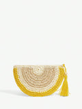 Vacation styling view of colorful fruit-shaped clutch bag