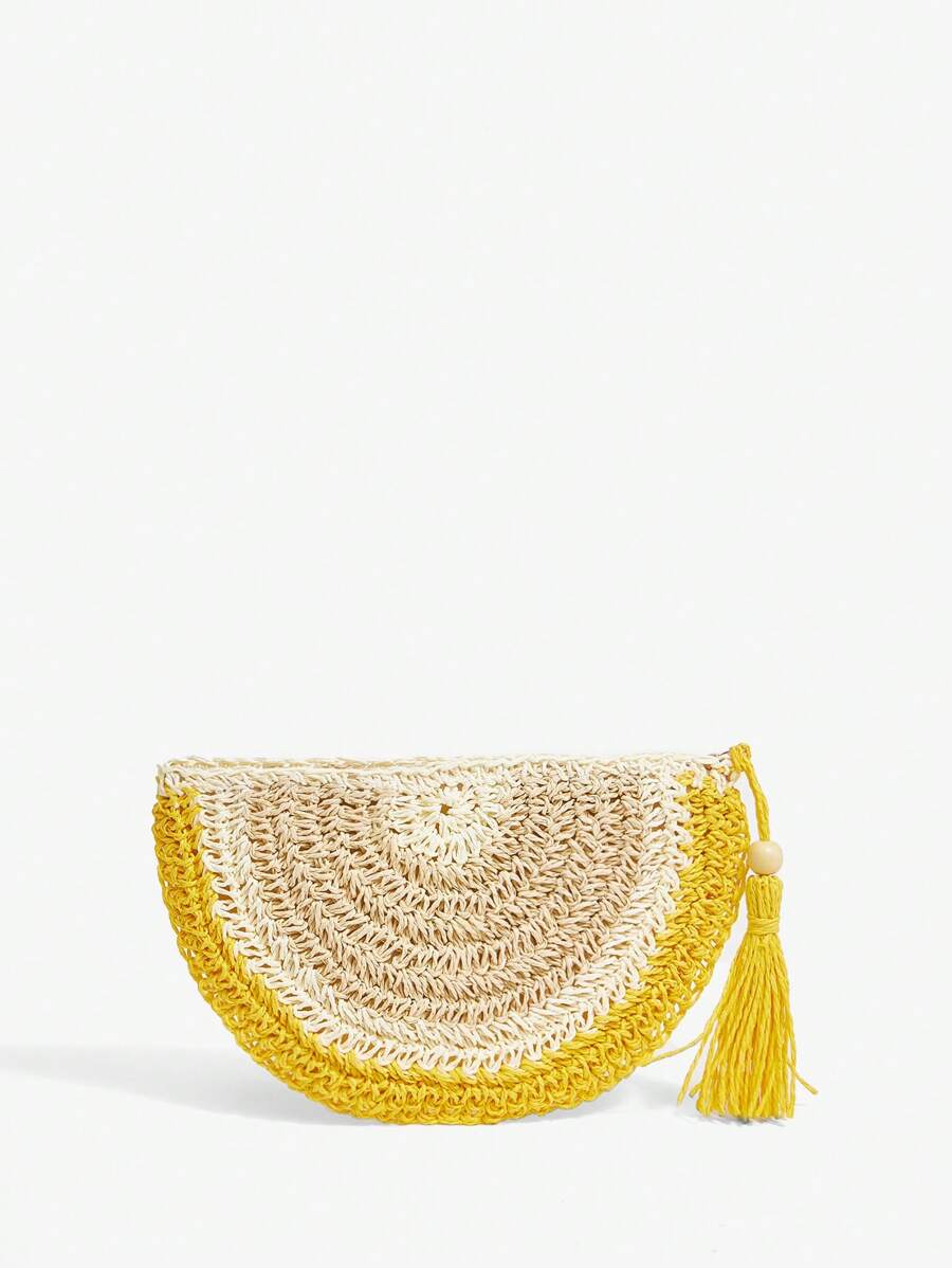 Vacation styling view of colorful fruit-shaped clutch bag