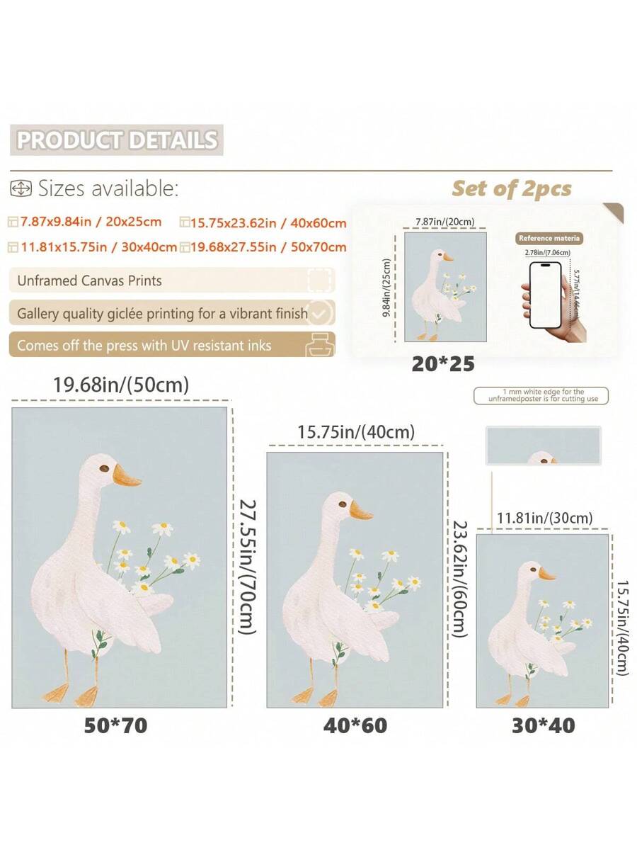 Add a splash of charm and whimsy to any space with this Cute Goose Canvas Wall Art Set. Perfect for teen rooms, nurseries, or bathrooms, these modern posters bring playful character and a cozy vibe. Brighten up your walls with adorable geese that spark smiles and create a fun, inviting atmosphere for all ages.