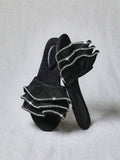 Image 8 - fit detail of Women's Ruffled Chiffon Flat Sandals - Perfect for Summer, Christmas & Valentine's Day
