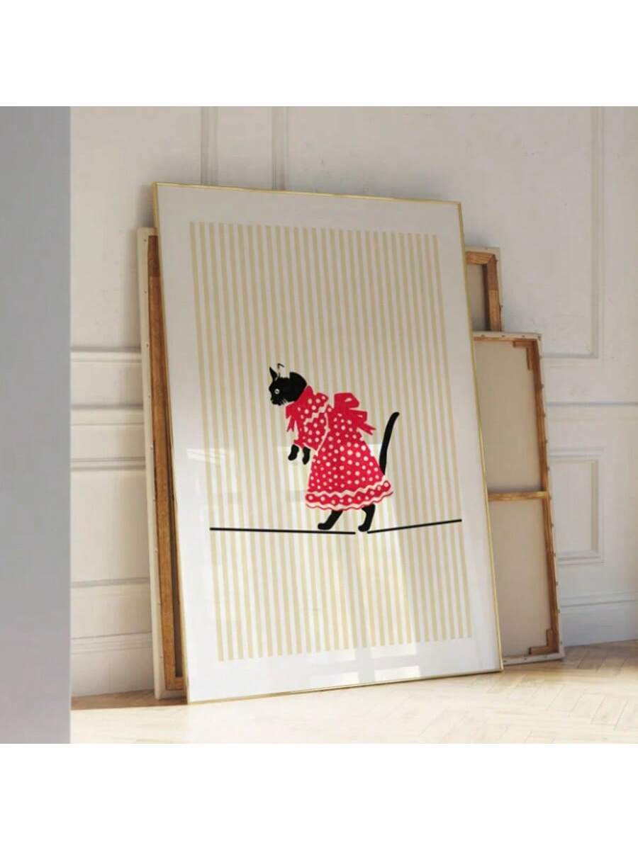 Add a charming touch to your modern home decor with this colorful and aesthetic French poster. Featuring a playful kitten, this canvas wall art will bring some quirkiness and character to any room. Perfect for cat lovers and those looking to add a unique touch to their living space!