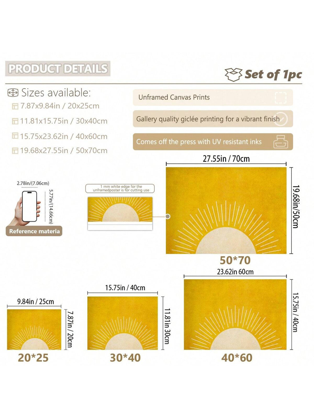 Transform your walls into a serene escape with this stunning boho sunrise-sunset canvas art. Featuring soft, minimalist brushstrokes and warm gradient hues, it captures that perfect moment between day and night. The frameless design keeps things clean and modern, making it the ideal accent piece for bedrooms, living rooms, or any space craving a touch of zen. No fuss, no frame—just pure, effortless vibes that'll have your guests asking where you found such a gem.