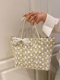 Image 7 - material detail of Chic Summer Casual Woven Rope Knot Floral Tote Bag - Your Essential Beach Companion