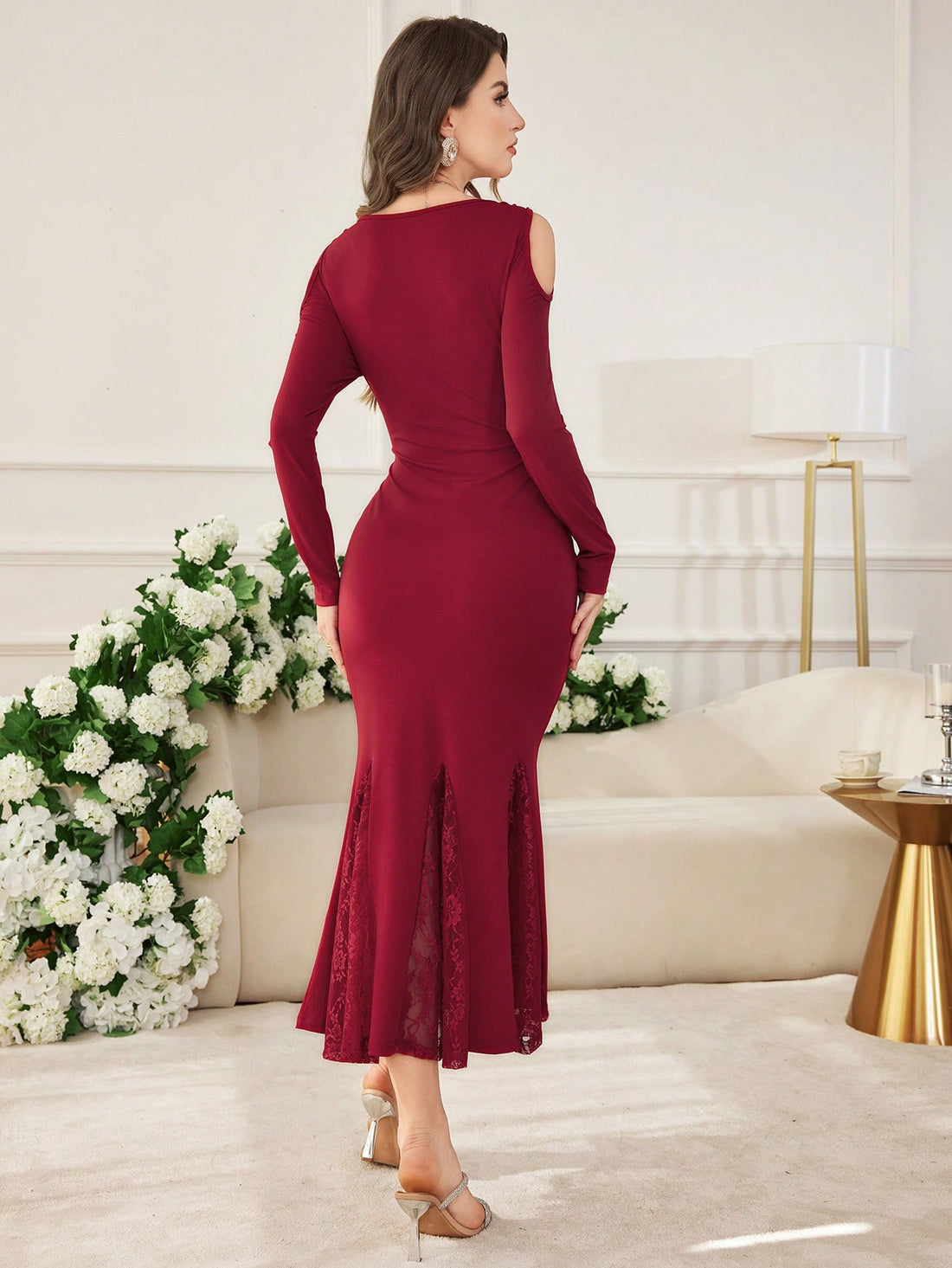 Unleash your inner fashionista with our Chic Open Shoulder Lace Patchwork Bodycon Dress. Perfect for a casual everyday look, this dress features a chic open shoulder design and intricate lace patchwork. You'll stand out in all the right ways while feeling comfortable and stylish. (Feeling like a fashion queen has never been easier with this dress!)