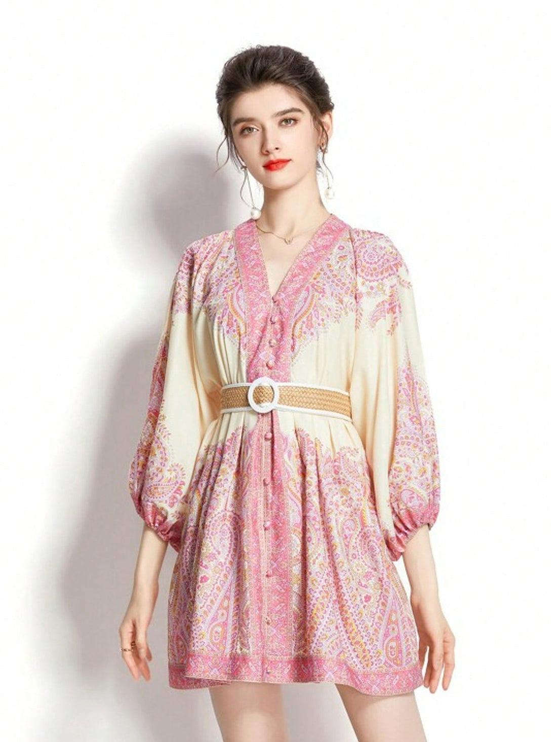 Step into charm with this Elegant Floral Print V-Neck Dress! Featuring playful lantern sleeves and a flattering A-line cut, it’s your go-to for any season. Whether you’re brunching or dancing the night away, this dress brings effortless style and comfort to every occasion.