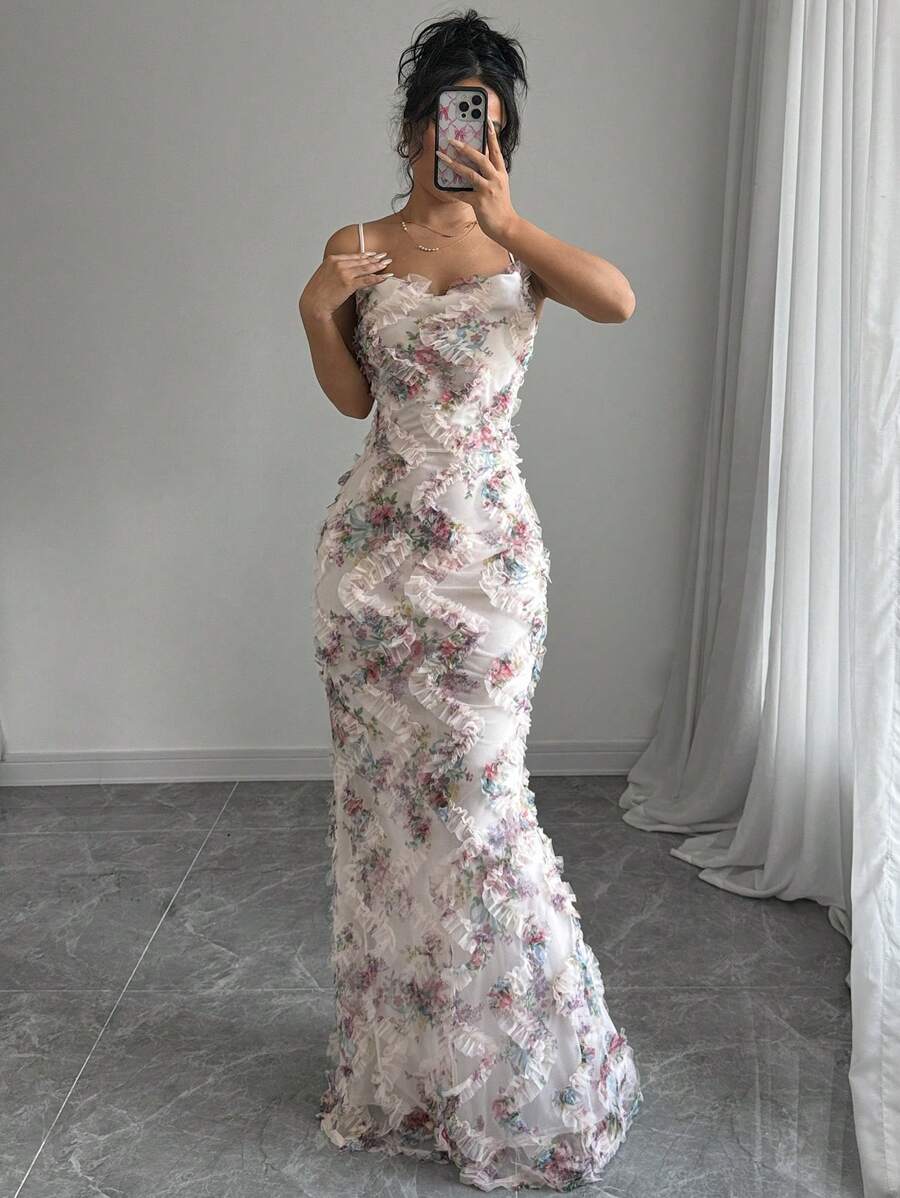 Step into the spotlight with this Women's Elegant Luxury Print Mesh Evening Dress. Its delicate mesh fabric and stunning print create a dreamy, sophisticated look perfect for any special occasion. Feel graceful and glamorous as you glide through the night, turning heads and stealing hearts with every step.
