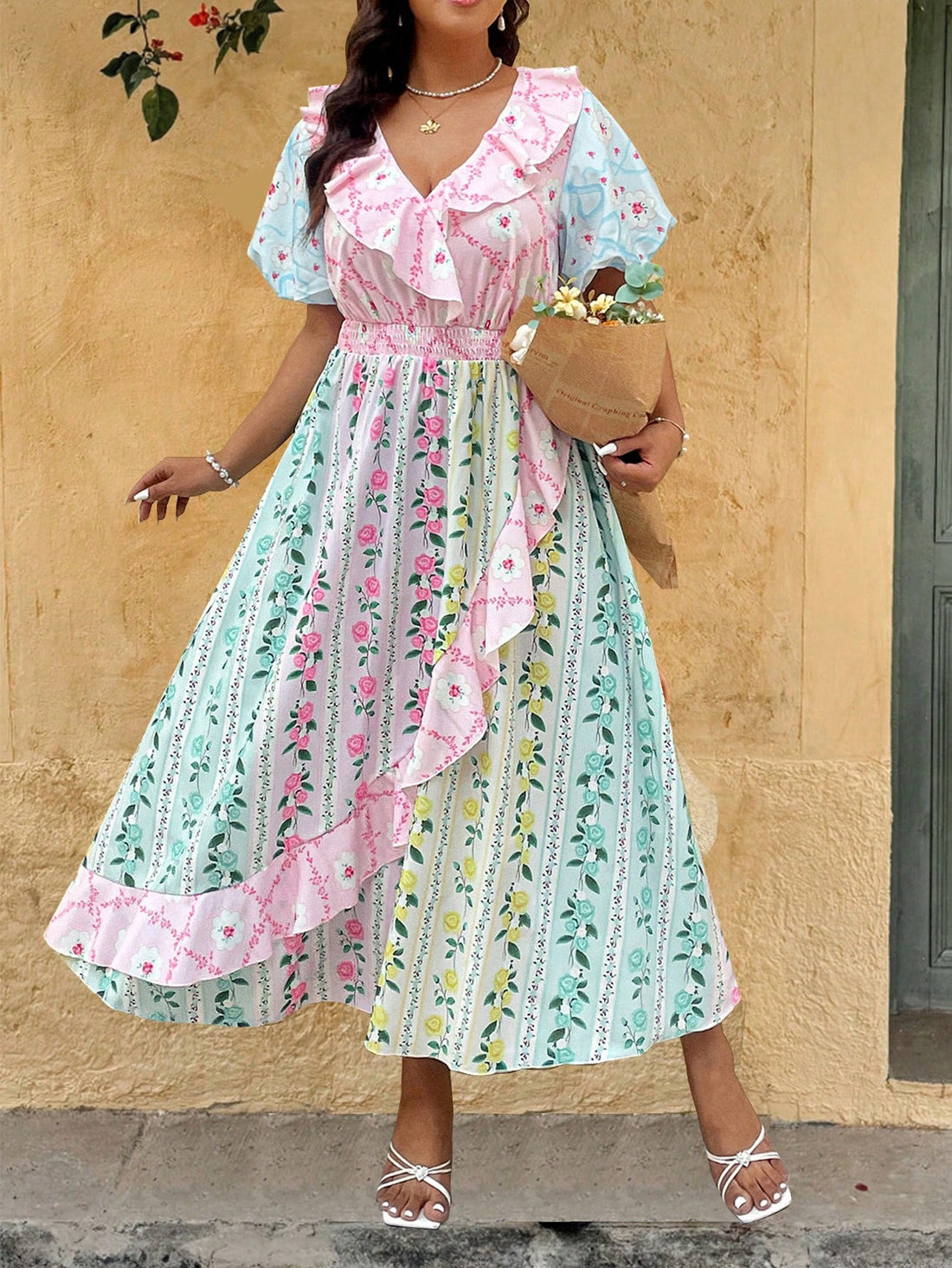 Step into effortless French vacation charm with this chic V-neck dress featuring playful ruffle puff sleeves. Its flattering silhouette and delicate details make it perfect for sunny strolls or café afternoons. Embrace a breezy, stylish look that’s as fun as your getaway.