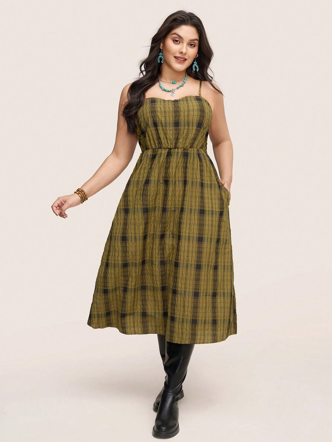 Step into summer with this Stylish Plus Size Plaid Strap Dress, designed to keep you cool and confident. Its vibrant plaid pattern and adjustable straps make it a fun, flattering choice for vacations or casual days out. Lightweight and breezy, it’s your go-to dress for effortless style and comfort all season long.