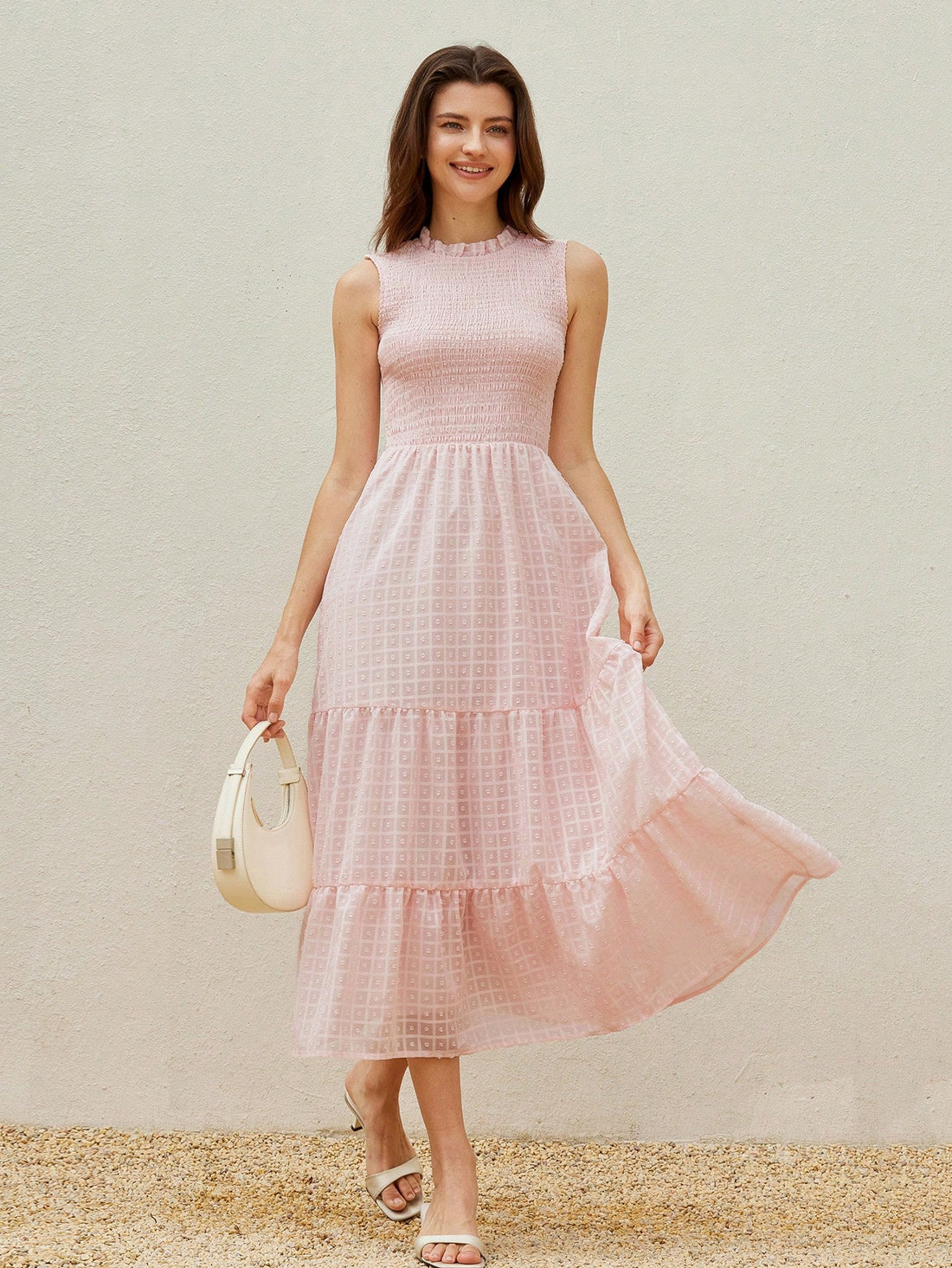 Float into summer with this Chic Long Ruffle Collar Chiffon Swiss Dot Dress, crafted for effortless style at brunch or beachside escapes. Light and breezy chiffon adorned with playful Swiss dots complements the flirty ruffle collar for a look that dances with every step. Perfect for those who love to mix whimsical elegance with a touch of boho charm.