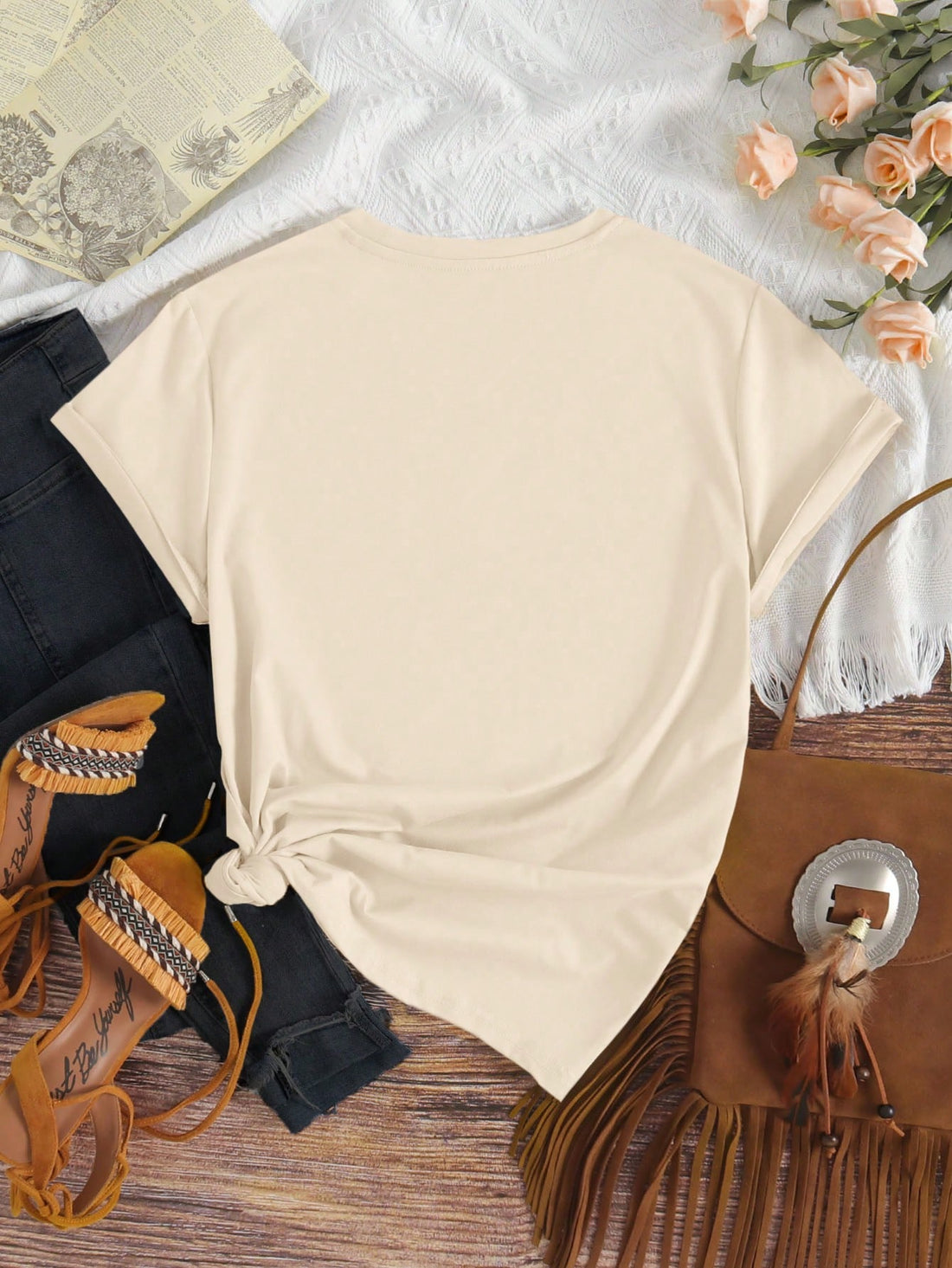 Express your unique sense of style with this women's floral print t-shirt featuring an inspiring slogan. Made with a comfortable round neck and short sleeves, this tee is perfect for showcasing your personality. Stand out from the crowd and spread positivity with this one-of-a-kind top!