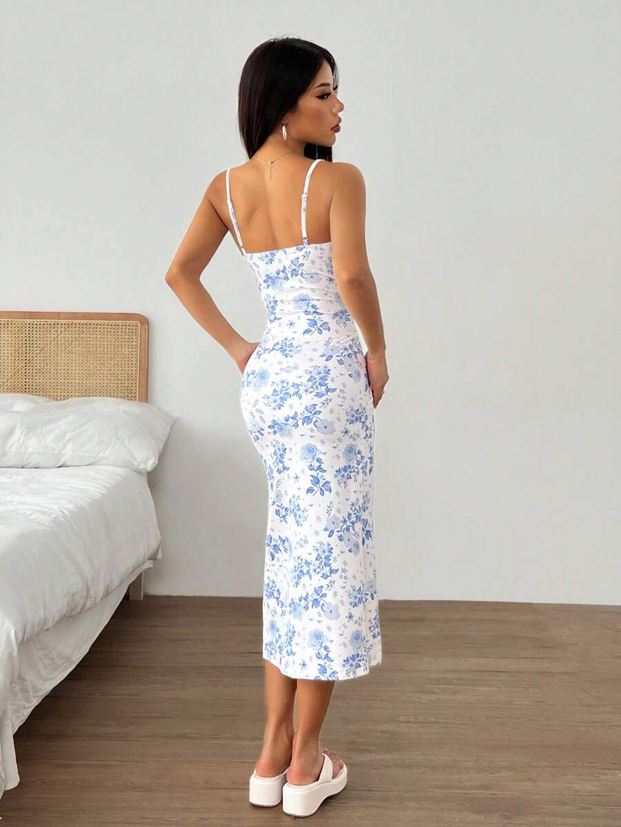 Effortlessly exude vacation vibes with our Floral Print Contrast Lace Cami Midi Dress! Featuring a beautiful floral print and intricate lace details, this dress will keep you stylish and comfortable all day long. Perfect for a fun day out or a romantic dinner on the beach.