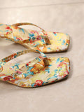 Detail view of Trendy Women's Soft Leather Square Toe Sandals with Cat Ear Heels - Perfect Summer Slip-Ons for shoes styling