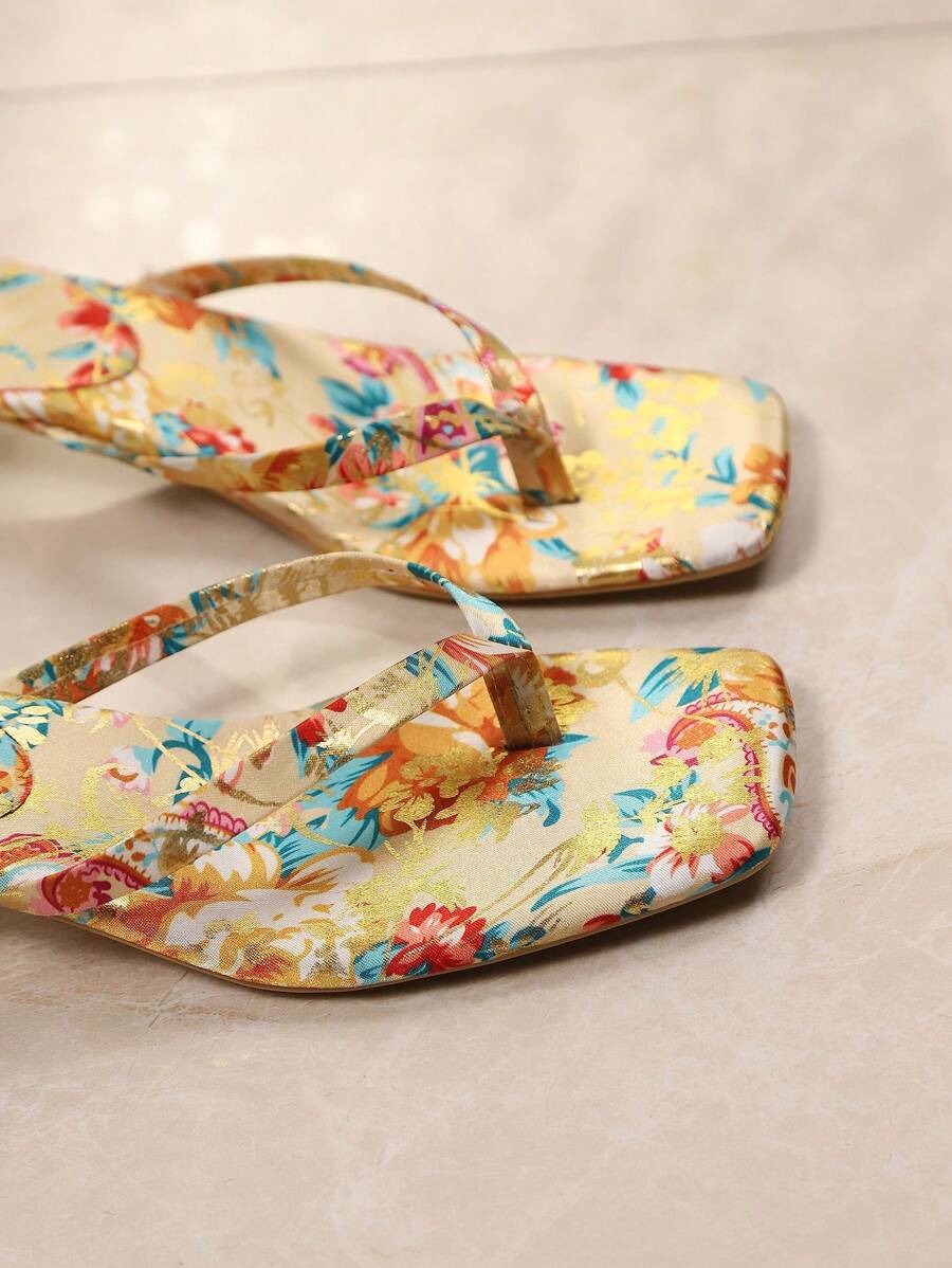 Detail view of Trendy Women's Soft Leather Square Toe Sandals with Cat Ear Heels - Perfect Summer Slip-Ons for shoes styling
