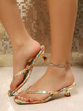 Back view of Trendy Women's Soft Leather Square Toe Sandals with Cat Ear Heels - Perfect Summer Slip-Ons for shoes styling