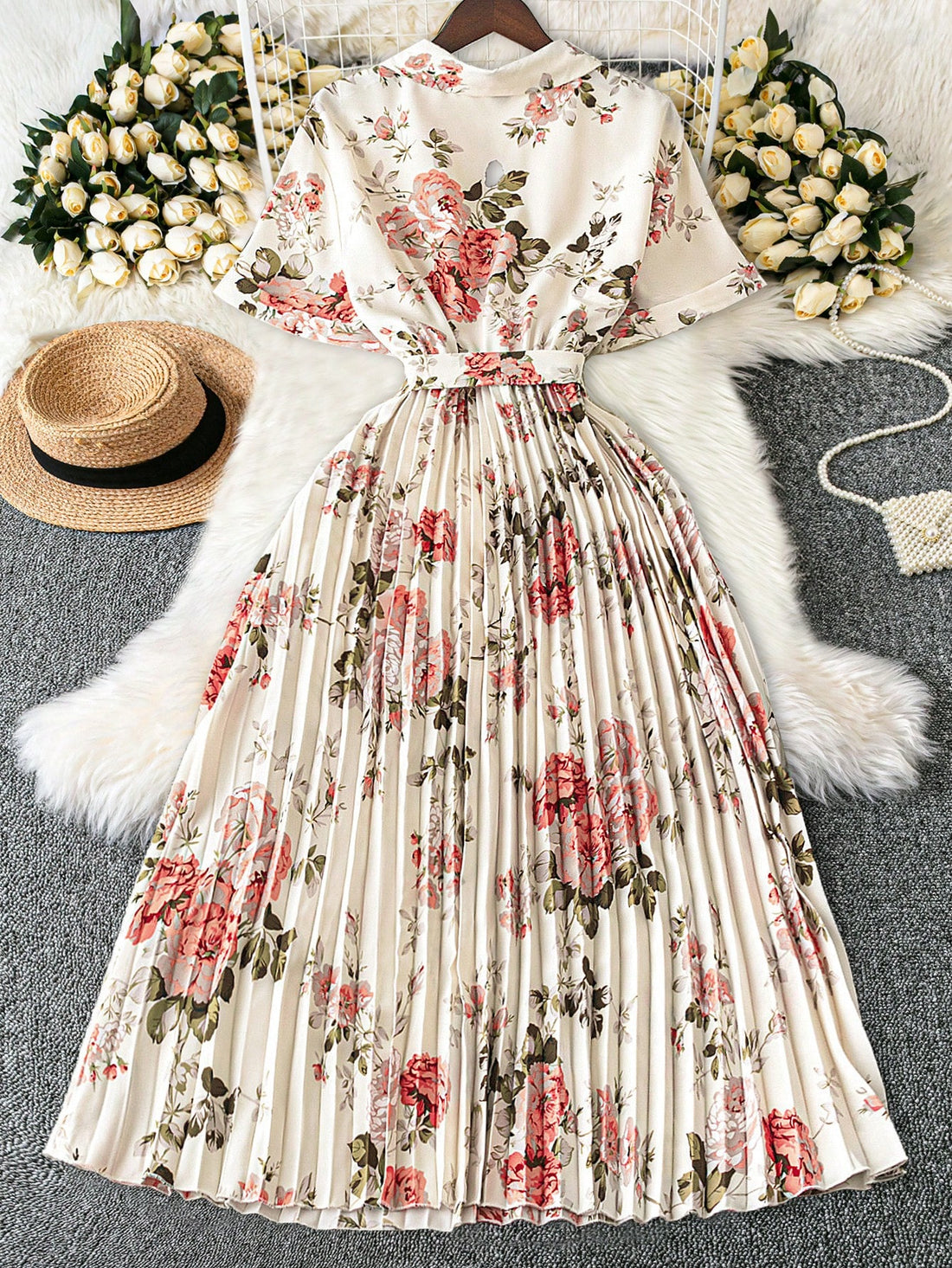 Step into summer with this playful plus size dress featuring a charming floral print and a unique pleated patchwork hem. Designed to flatter and flow, it offers comfort and style for sunny days and warm evenings. Perfect for garden parties or casual outings, this dress brings a fun, feminine touch to your wardrobe.