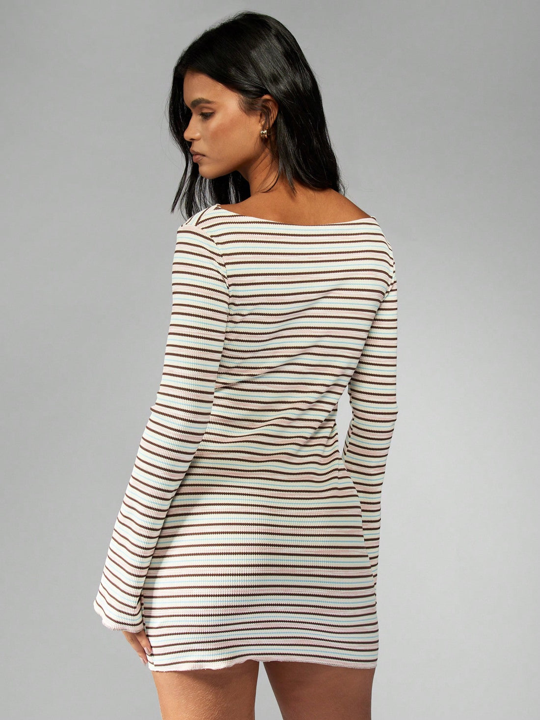 Be the talk of the town in this flirty Striped Bodycon Mini Dress! With a chic boat neck and playful flared sleeves, you'll feel confident and stylish all night long. The form-fitting design and eye-catching stripes make this dress perfect for any occasion. (Warning: may result in excessive compliments and envious glances!)