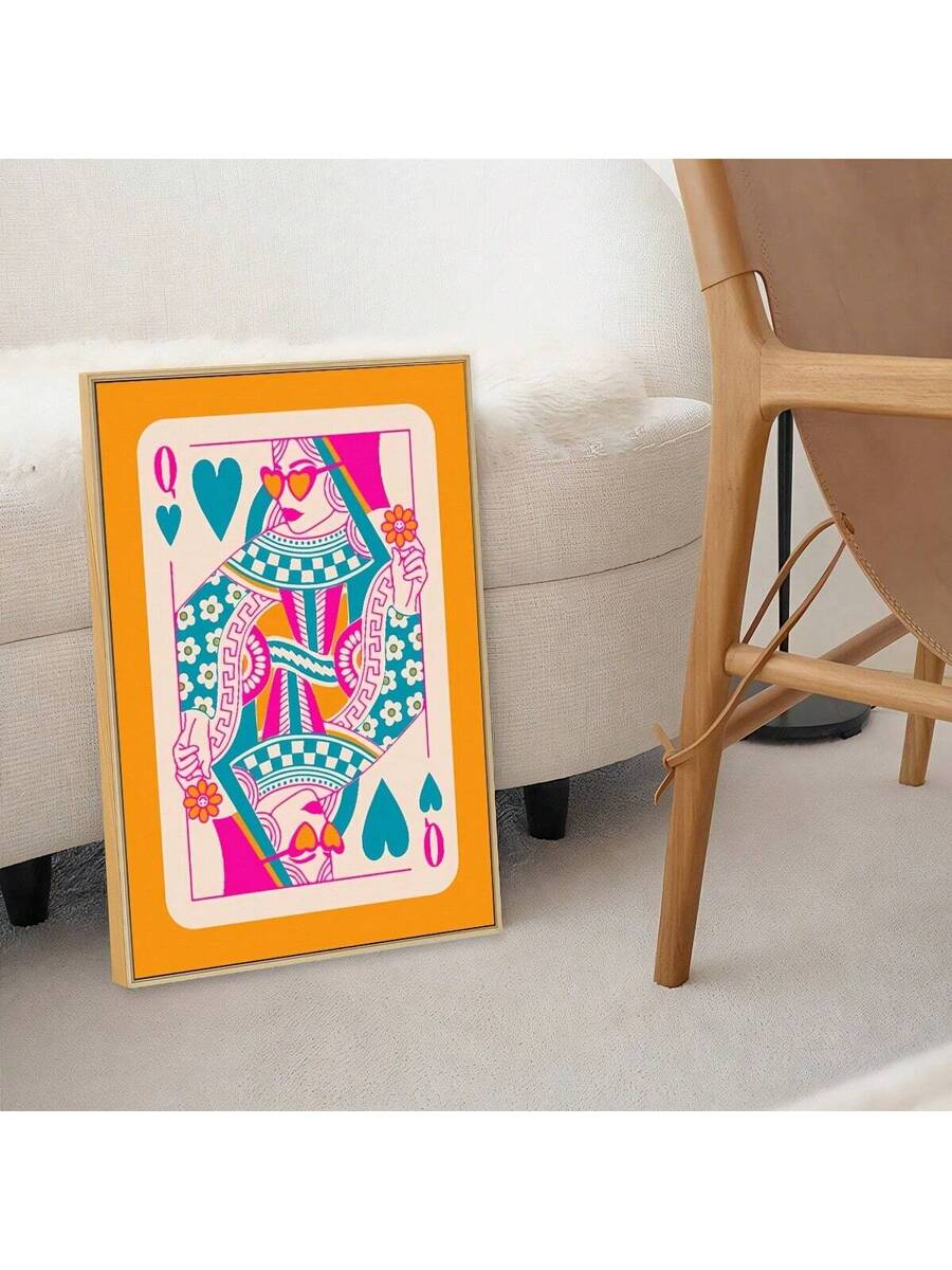 Retro pop-art Queen of Hearts print with mirrored figure