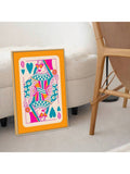 Colorful playing-card wall art with heart motifs and geometric details